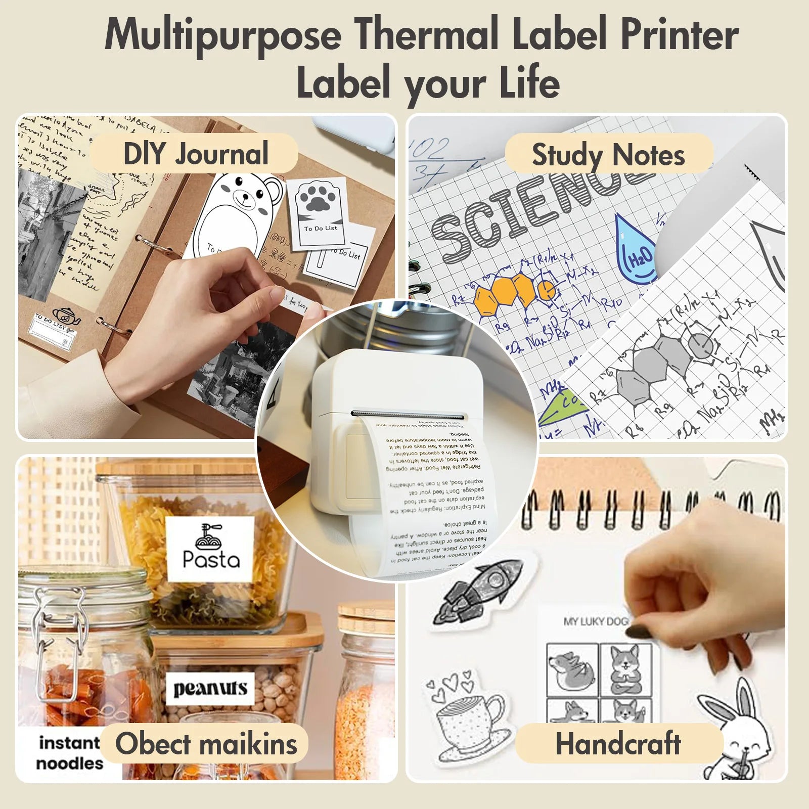 Mini Label Printer Thermal Maker Portable Wireless Bluetooth Stickers Labeller Handheld For Home Office School Machine