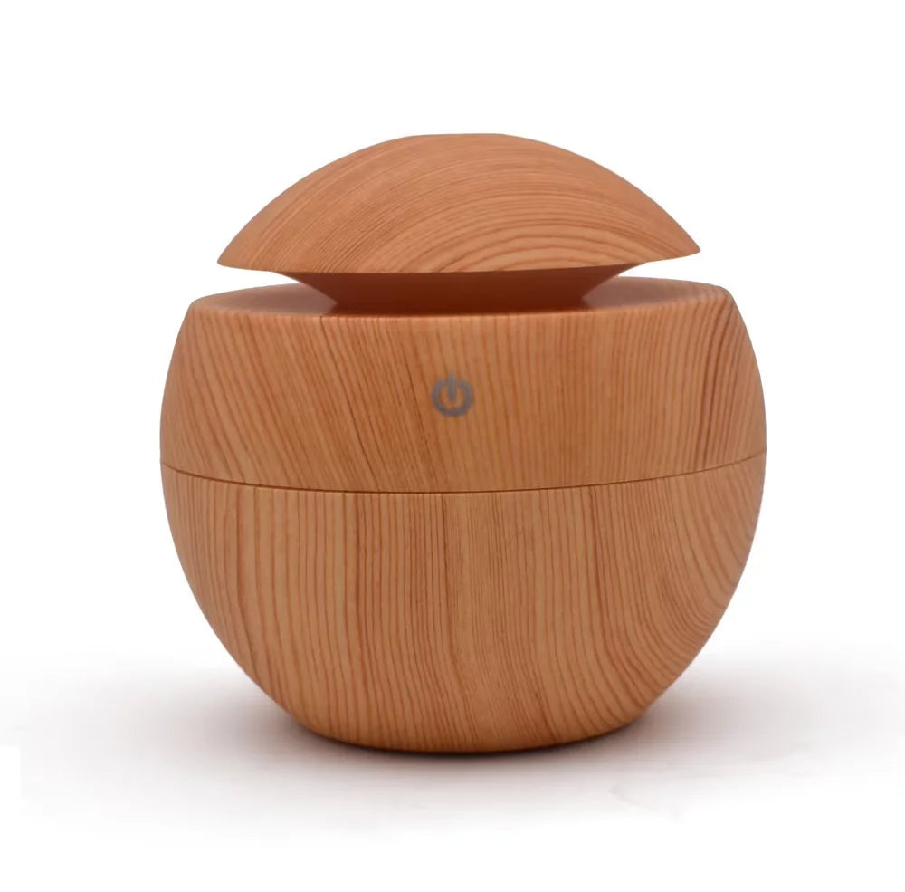 HOMEFISH Portable Mini Wood-Grain Spherical Desktop Air Humidifier Purifier Aromatherapy Machine for Home Large Capacity