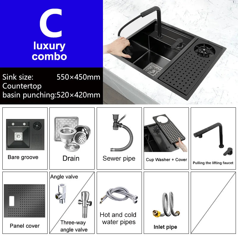 Mini Hidden Kitchen Sink Balcony Bar Apartment Household Save Space Stainless Steel Wash Dish Basin With Lid Small Single Slot