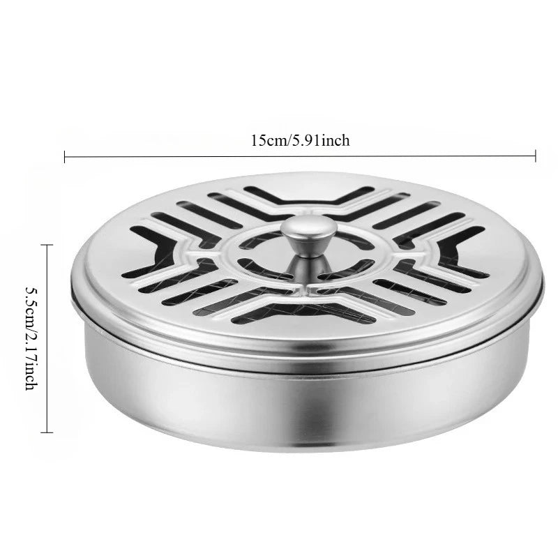 Stainless Steel Mosquito Coil Holder with Cover Round Mosquito Coil Tray Easy Clean Anti Mosquito Supplies for Home
