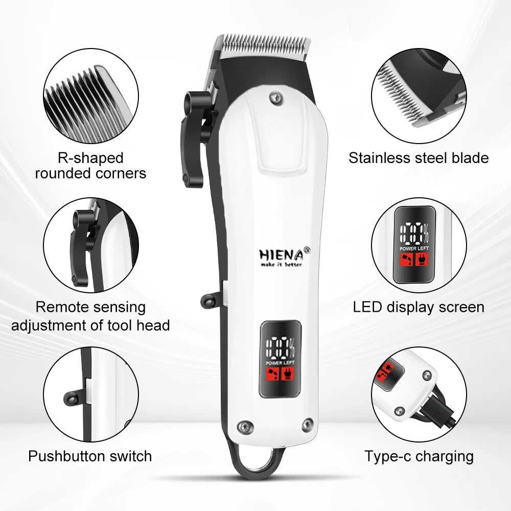 HIENA PRO 2/5Pcs Professional Hair Clippers Kit Rechargeable Hair Trimmer Men's Electric Ear and Nose Hair Trimmer Grooming Kit, Rechargeable Electric Razor, 4 Piece Set, US Local Ship