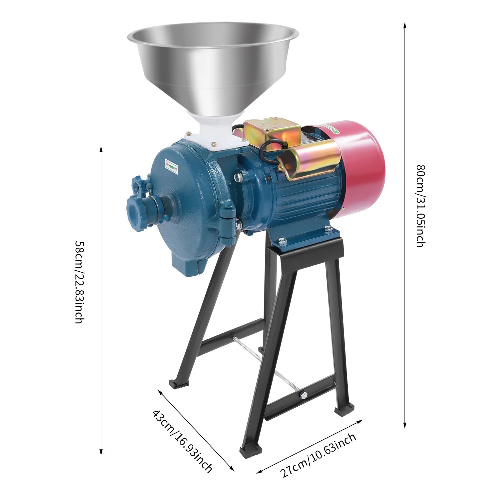 2200W Electric Grain Grinder, Commercial Mill Cereal Grinding Machine 60 Mesh Adjustable for Corn Coffee Herbs Spices