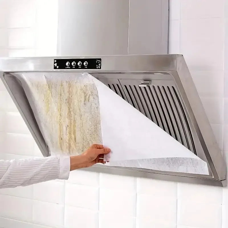 2026 NEW 12pcs Disposable Hood Oil Filter Paper Non-woven Cooker Hood Extractor Fan Filter Kitchen Hood Grease Anti Oil Cotton