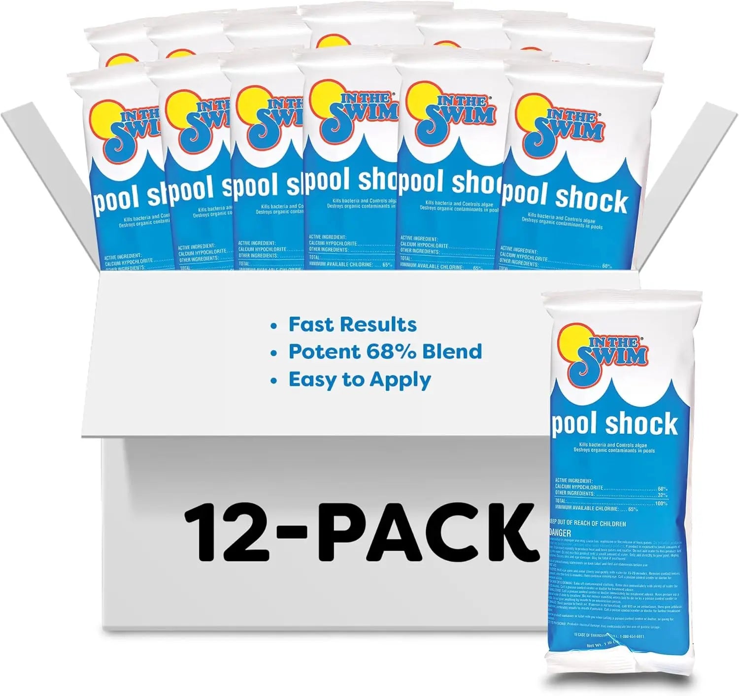 In The Swim Pool Shock 68% Cal-Hypo Granular Sanitizer For Crystal Clear Water Defends Against Bacteria Algae 6/12/24pack