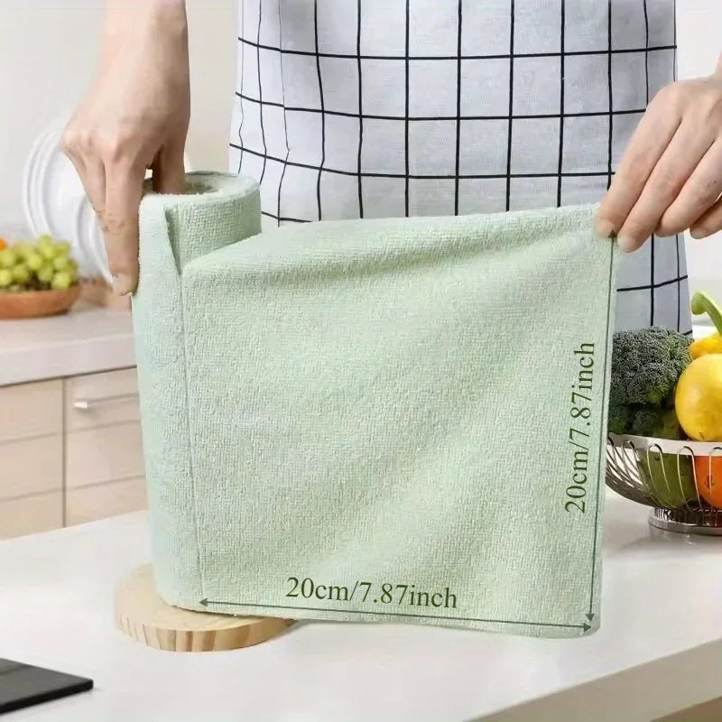 1 Roll/20pcs Reusable Microfiber Cleaning Wipes - High Absorbency, Durable & Machine Washable Kitchen Towels for Dishes