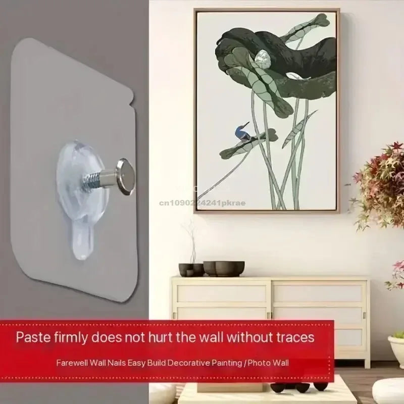 Punch-Free Screw Stickers Wall Picture Non-Marking Hook Invisible Traceless Picture Hanging Kitchen Bathroom Hanger Hook