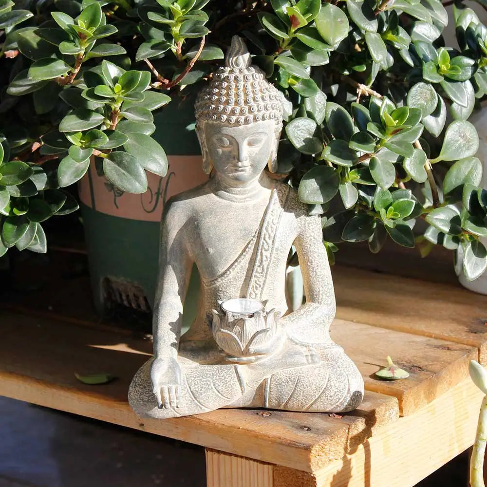 Solar Meditating Buddha Statue Garden Decoration Outdoor Lights Waterproof Zen Garden Figurines Home Patio Lawn Yard Ornaments
