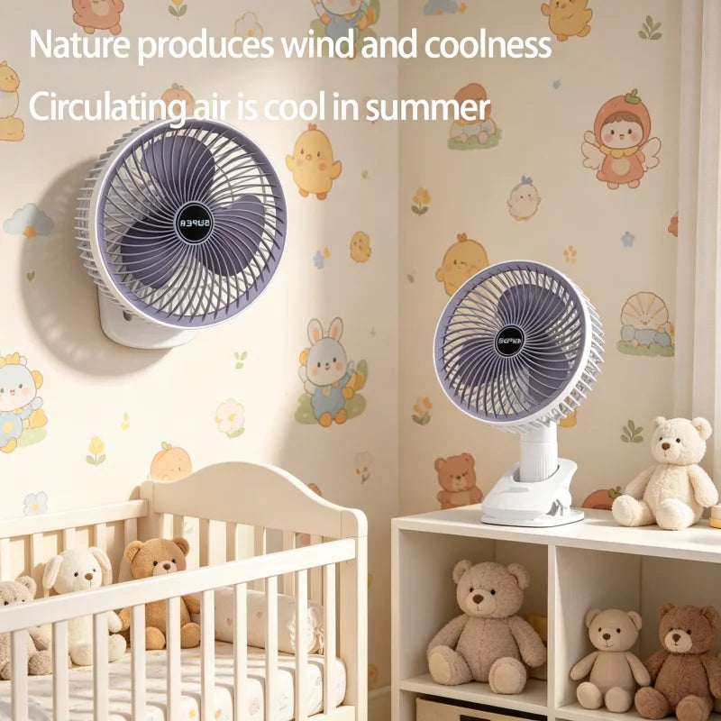 Oscillating Table Fan with Sturdy Clamp and 360-Degree Tilt Head, Rechargeable Small Fan for Desk, Powerful Airflow, Portable Air Circulator Mini Fans