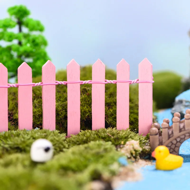 1pc Mini Fence, Garden And Bonsai Decoration Fairy Tale Garden Fence Wooden Decoration, DIY HandicraftProject Mini Picket Fence