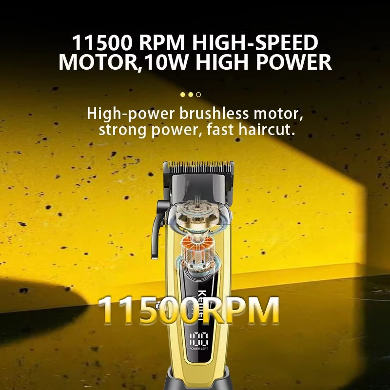 KEMEI Men's Hair Trimmer, Cordless Professional Hair Clippers, Beard Trimmer, Barber Care Kit, Hair Cutting Machine, 11,501 RPM,