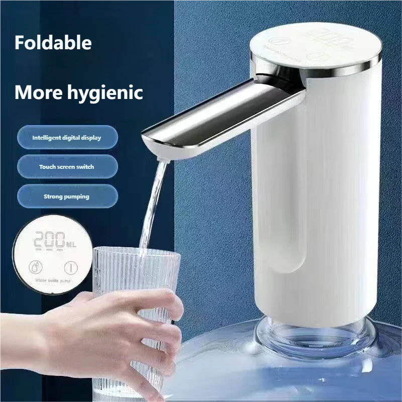 HOMEFISH Electric Water Bottle Pump 1200mAh Type C Rechargeable with LED Display Automatic Touch Button 3 Quantitative Settings