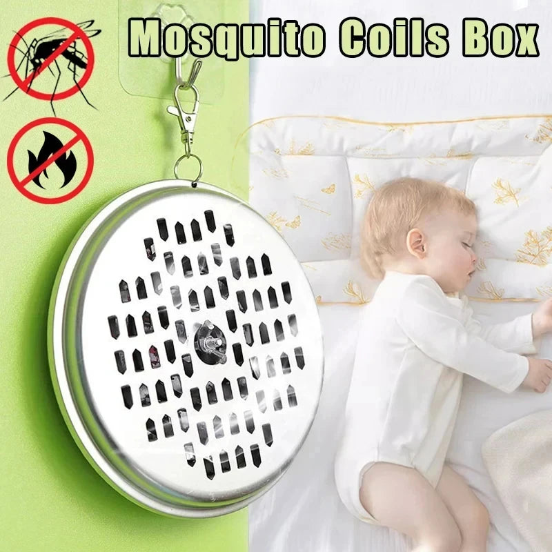 Stainless Steel Mosquito Coil Holder with Cover Round Mosquito Coil Tray Easy Clean Anti Mosquito Supplies for Home