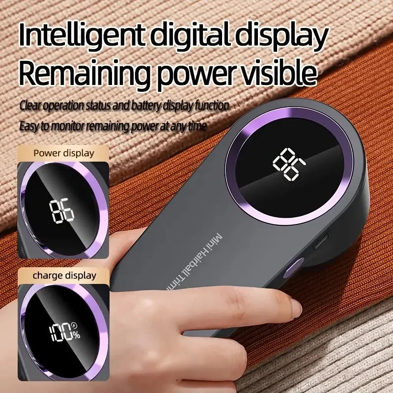 USB Charging Hair Ball Trimmer, Portable Clothing Hair Remover with Digital Display, Clothes and Pants Hair Removal Device