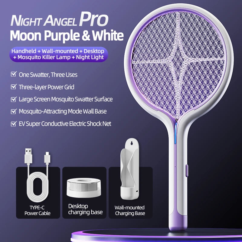 Lenovo 2-in-1 Electric Mosquito Swatter Mosquito Killer Lamp Wall Base Dualuse Rechargeable Household Automatic Mosquito Swatter