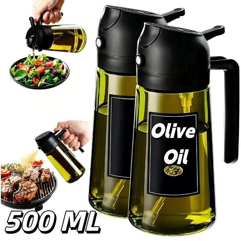 Olive Oil Dispenser Plastic Bottle for Kitchen Gadgets Air Fryer Accessories Olive Oil Sprayer Cooking Light-Blocking Dark Green