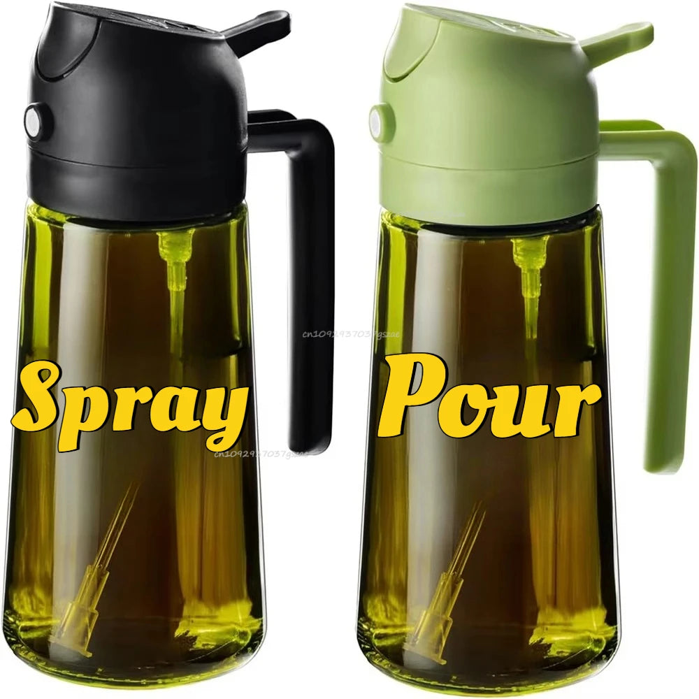 Olive Oil Dispenser Plastic Bottle for Kitchen Gadgets Air Fryer Accessories Olive Oil Sprayer Cooking Light-Blocking Dark Green
