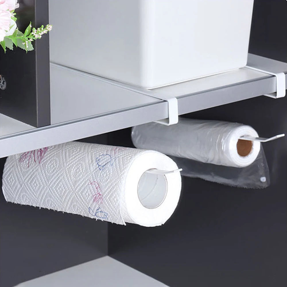Random Special Kitchen Paper Towel Hanging Rack Cabinet Without Drilling Towel Hook Ironware Storage Shelf For Napkins