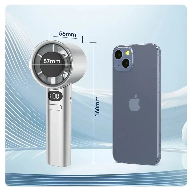 Mini Handheld Fan Portable Personal Highspeed Fans With Power Display USB Rechargeable 120 Wind Speeds Mini Handheld Fan