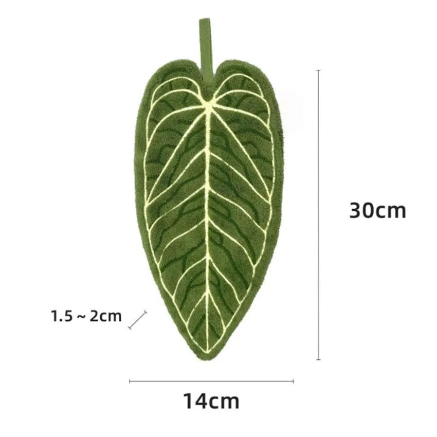 Ultra-Absorbent Plant Towels Quick-Dry Hand Towel Bathroom Kitchen Towel Tropical Leaf Design Hand/Thumb Towel with Hanging Loop
