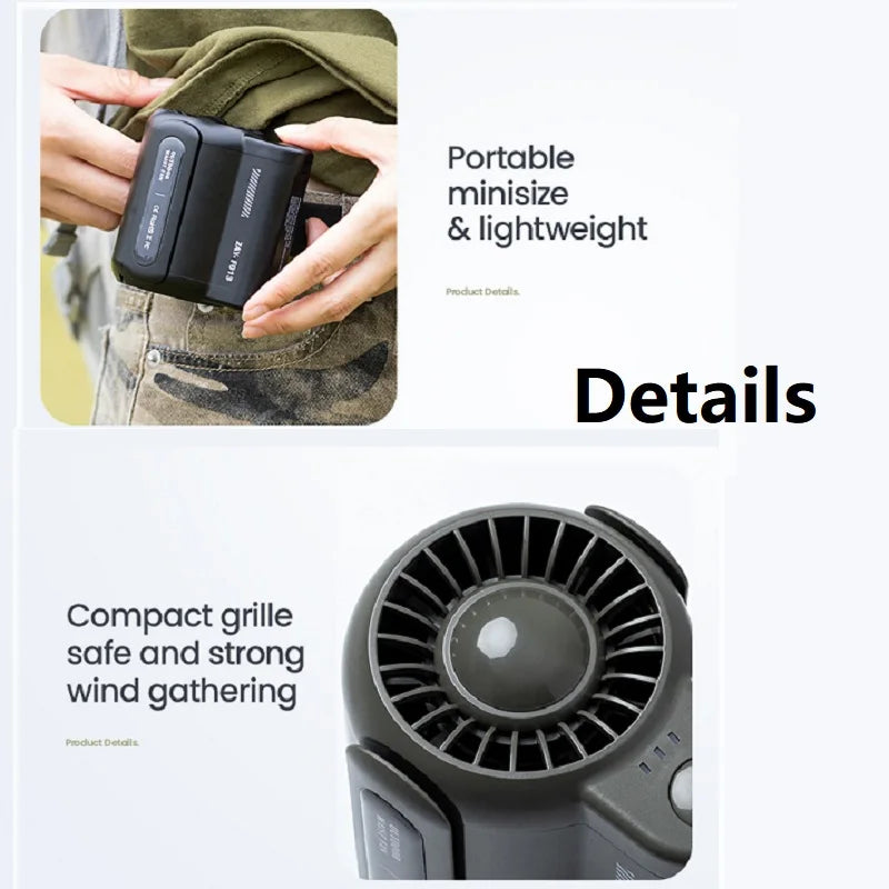 Leafless Hanging Waist Fans Under Shirt Fan Portable USB Charging Mini Clip on Waist Electric Fan Outdoor Camping Cooling Device