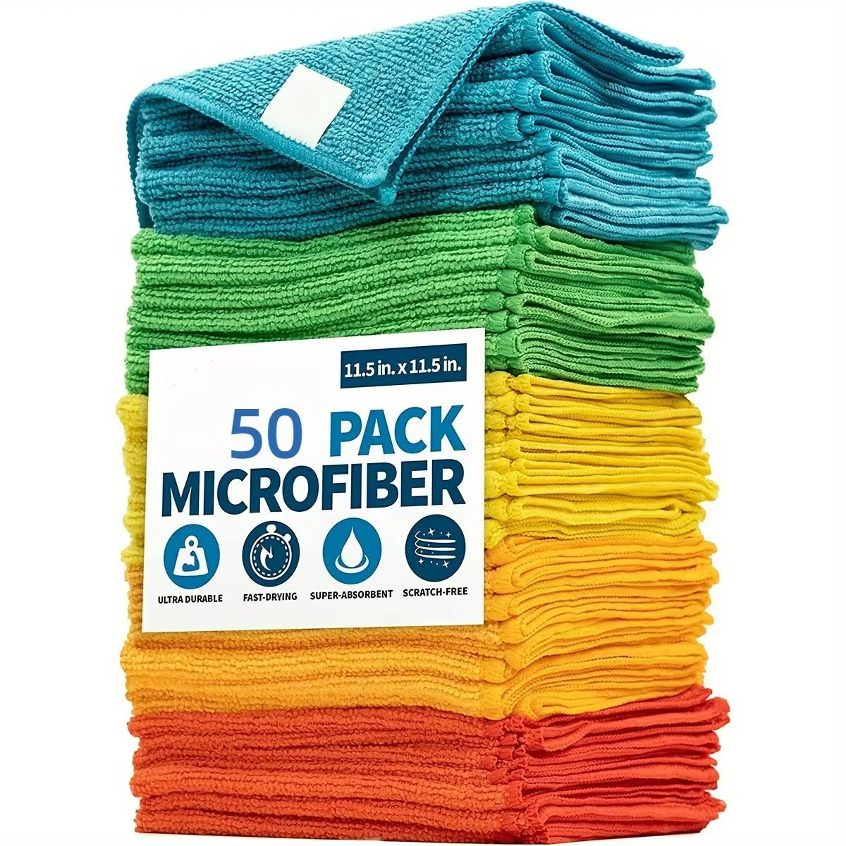 5/10/20/50pcs Microfiber Cleaning Cloth, Dishwashing Cloth Household Rag Kitchen Bathroom Cleaning Towel Durable Absorbent Towel