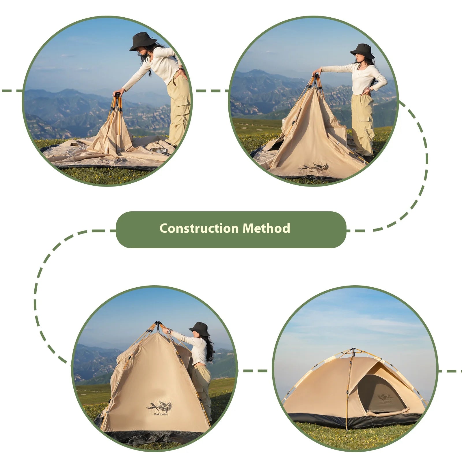 Pakicetus Instant Setup Pop-Up Tent, Waterproof Sun & Rain Protection for Camping Beach Fishing