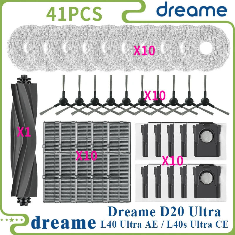 Fit For ( Dreame L40 Ultra AE / Dreame L40s Ultra CE / Dreame D20 Ultra ) Vacuum Parts Main Side Brush Filter Mop Cloth Dust Bag