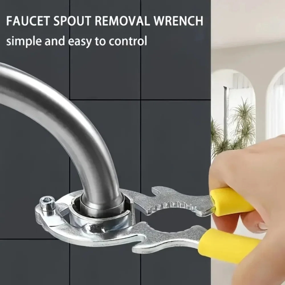 Stainless Steel Faucet Wrench, Non-Slip Grip Multi-Tool for Bathroom Kitchen Sink Faucet Aerator & Filter Removal Repair Spanner