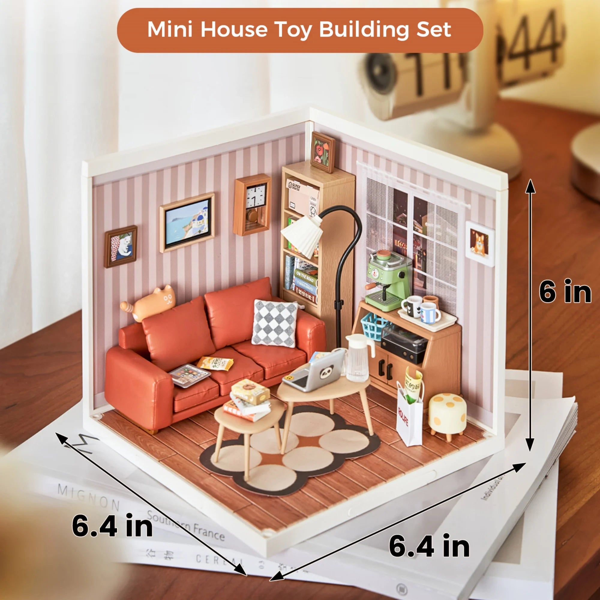 Rolife DIY Miniature House Kit Cozy Living Lounge Super Creator Dollhouse 3D Puzzle Model Building Kit with LED for Home Decor