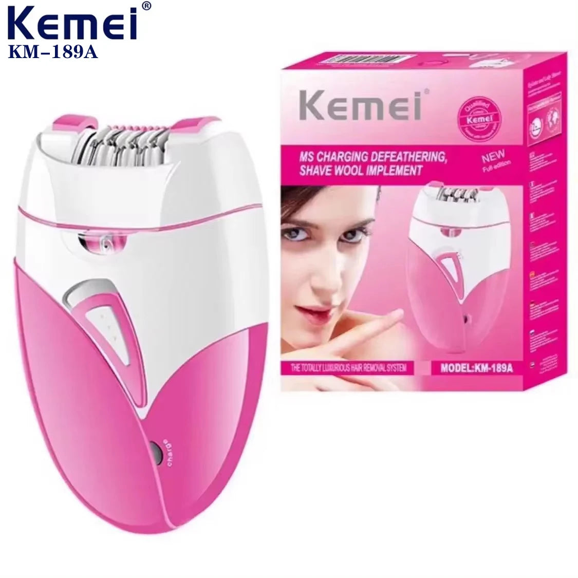 Kemei Women Epilator 2 Speed Setting Electric Hair Remover For Face，Body，Bikini Area，Arms，Legs KM-189A