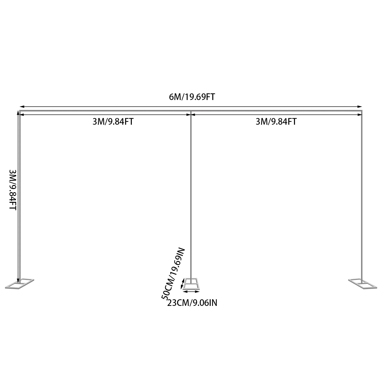 10x20ft Heavy Duty Wedding Backdrop Stand 6M x 3M Square Metal Arch Frame Kit for Stage, Photography, Party, Curtain Support