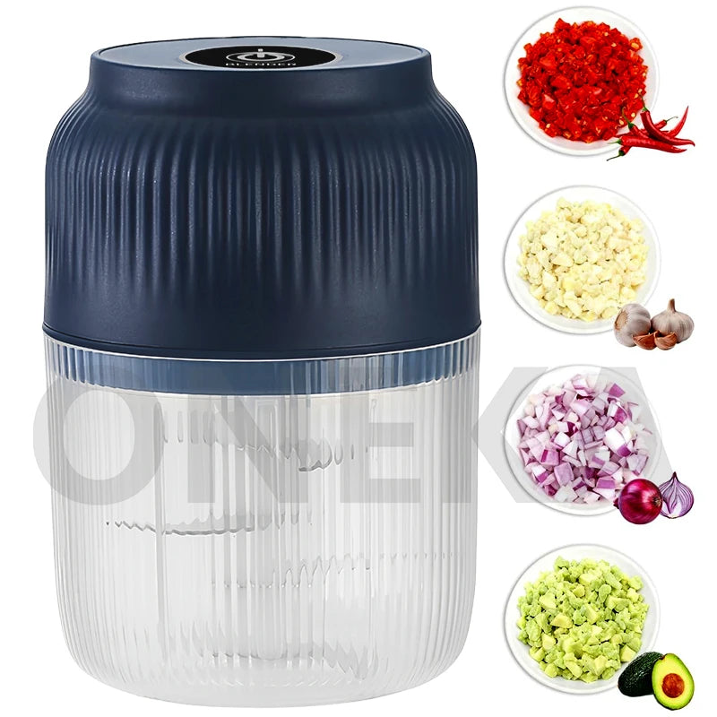 6-Blade Electric Mini Garlic Chopper USB Chili Pepper Grinder Kitchen Tool for Crushing Garlic Ginger Vegetables Baby Food Gift