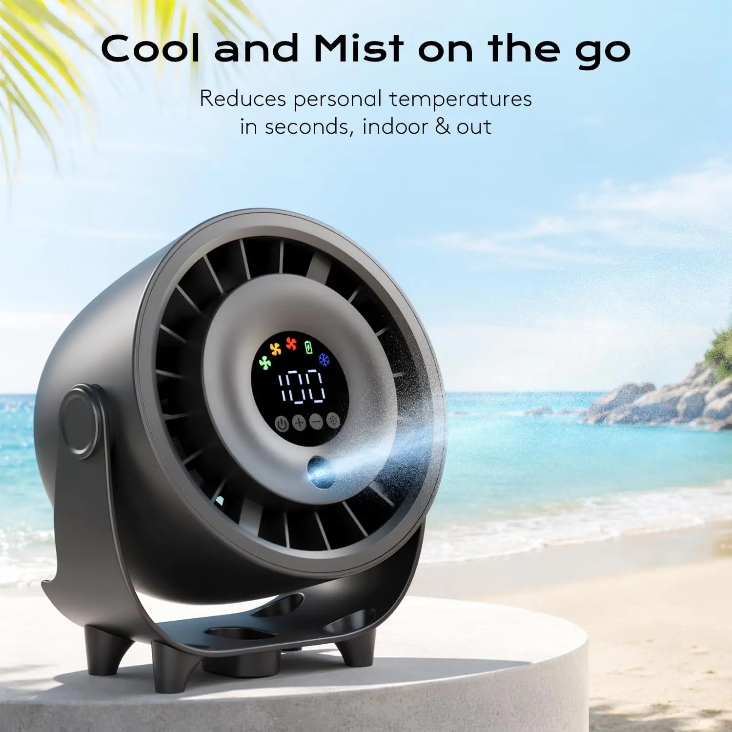 New Portable Misting Desk Fan, 100 Speeds Turbo Table Fan with Digital Display, 6.3 Inch USB Rechargeable Quiet Desktop Misting Fans for Bedroom Office Travel Kitchen Low Noise, 120° Rotating Wall-Mounted Design for Home, Of