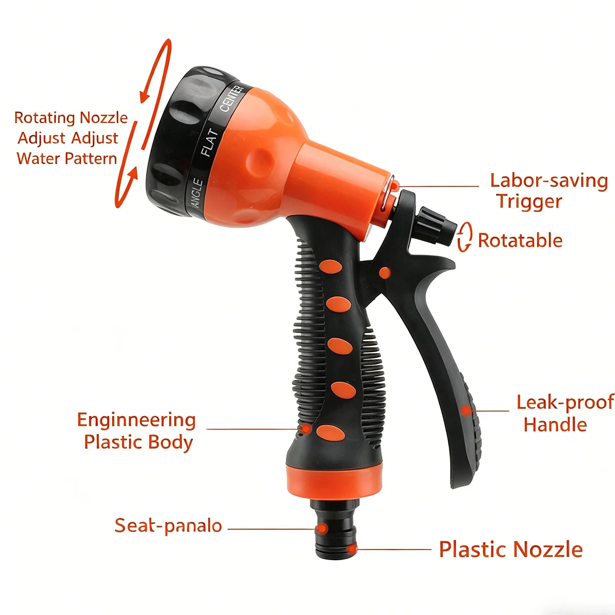 High-Pressure Garden Spray Gun for Outdoor Watering - Adjustable Nozzle, Multi-Purpose Sprinkler Head for Outdoor Landscaping
