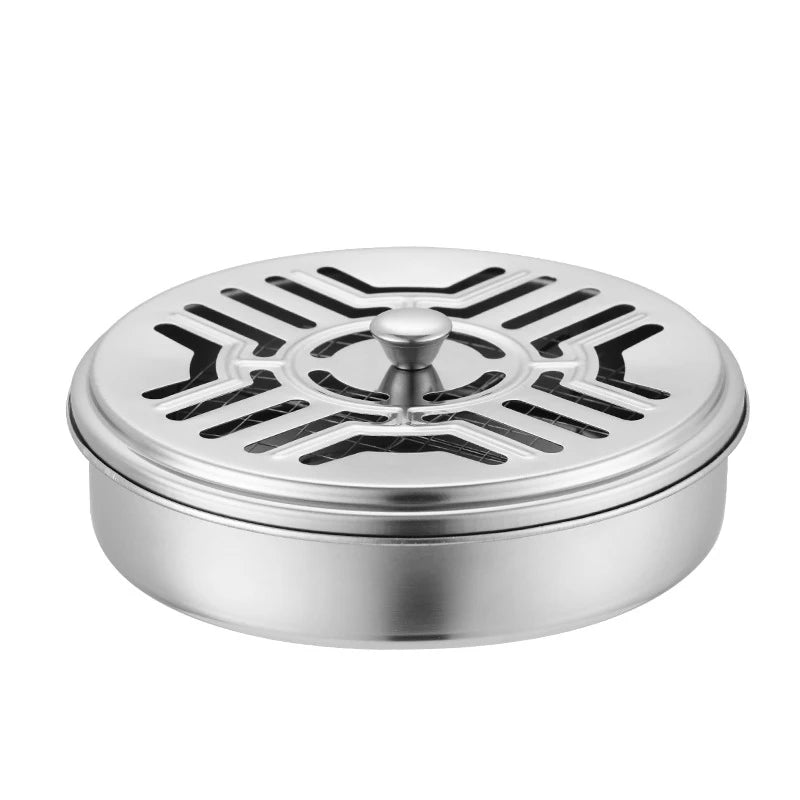 Stainless Steel Mosquito Coil Holder with Cover Round Mosquito Coil Tray Easy Clean Anti Mosquito Supplies for Home