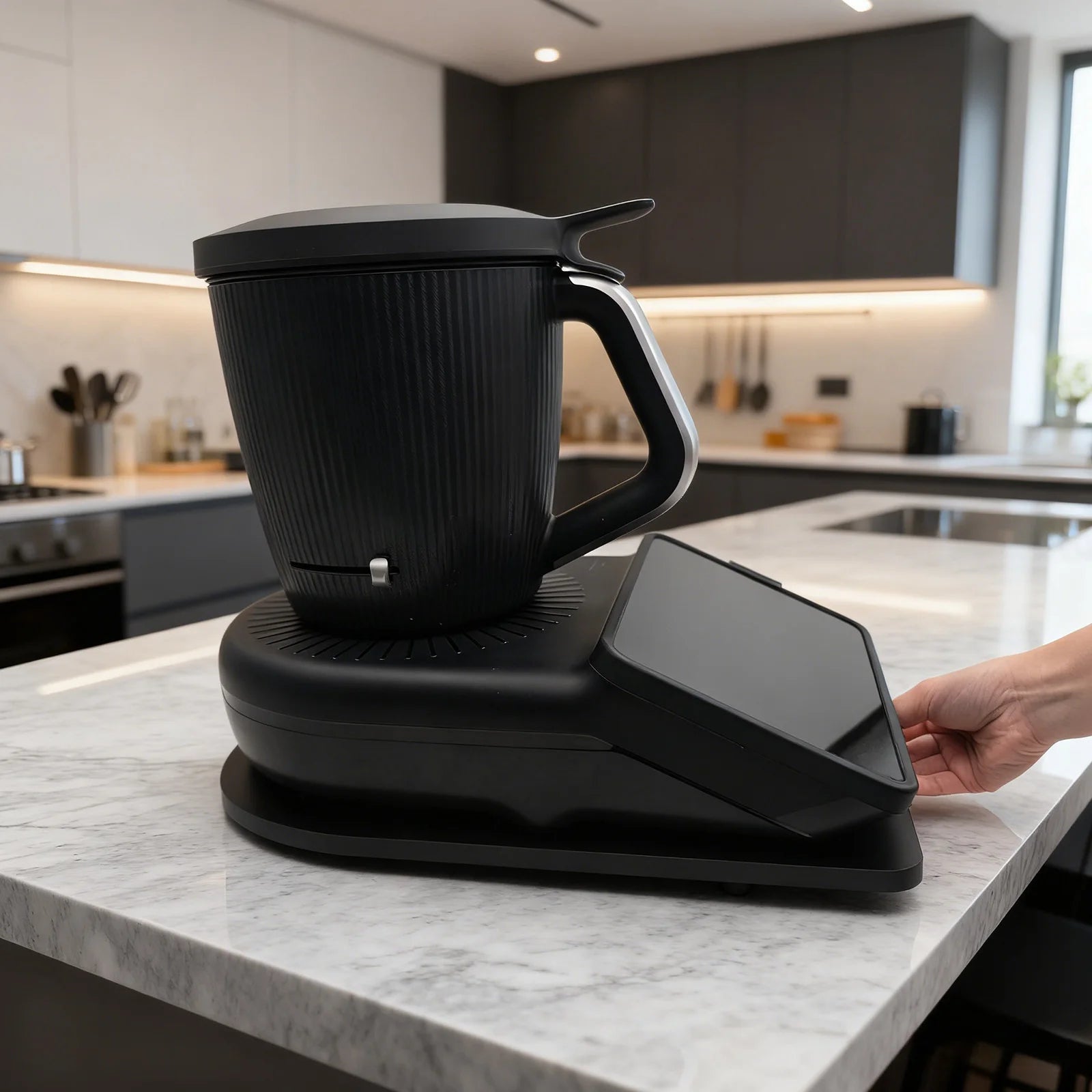 Thermomix TM7 Sliding Board with Wheels:Easy-Move Base Glider with Finger Grip Notch&Stable Rubber Base,Protects TM7&Countertops