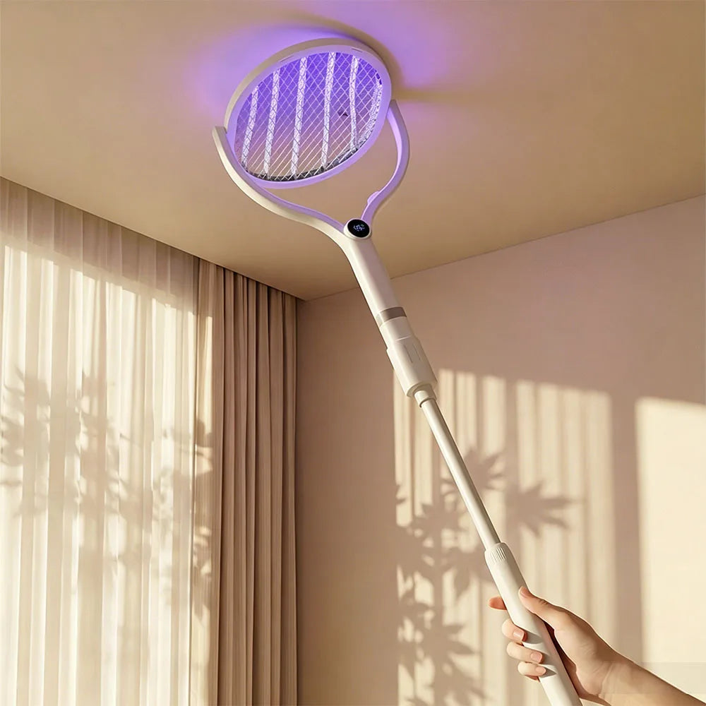 Electric Mosquito Swatter Brightness Display Type-C Rechargeable Insect Fly Zapper Mosquito Lamp Indoor Outdoor Pest Control
