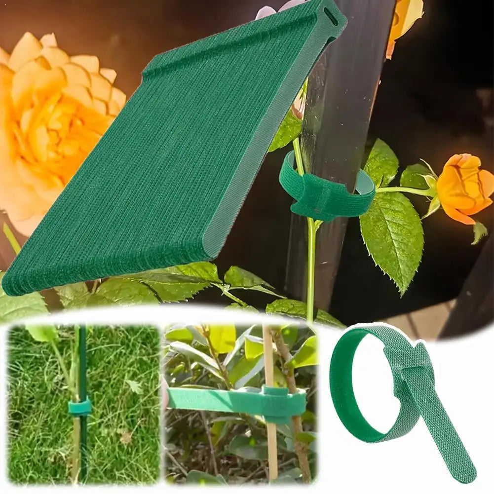 100pcs Reusable Nylon Plant Ties Adjustable Non-Slip Hook & Loop Fasteners For Climbing Plants Garden Support ﻿