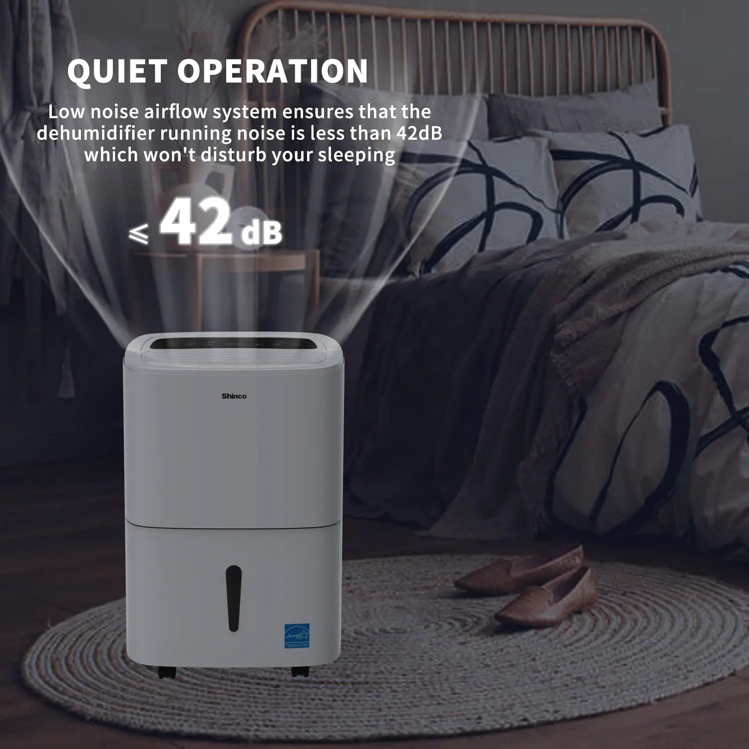 Shinco 5,000/6,000 Sq.Ft Energy Star Dehumidifier, Ideal for Large Rooms and Home Basements, Efficient Moisture Removal,1.32 Gallons