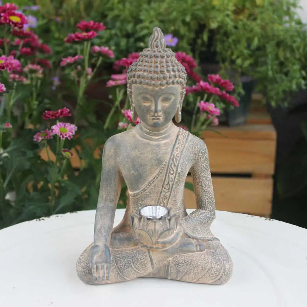 Solar Meditating Buddha Statue Garden Decoration Outdoor Lights Waterproof Zen Garden Figurines Home Patio Lawn Yard Ornaments
