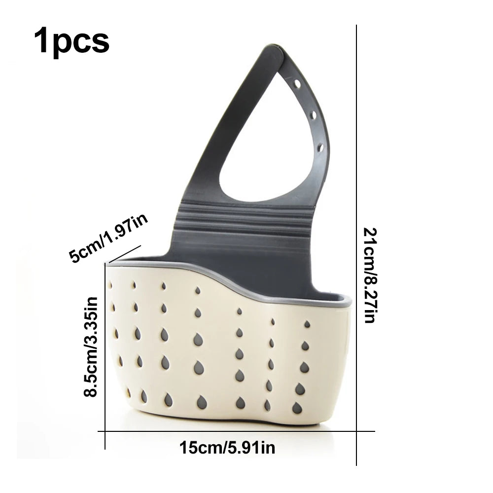Kitchen Sink Sponge Soap Holder Hanging Adjustable Strap Drain Holes for Drying