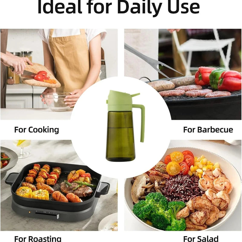 Olive Oil Dispenser Plastic Bottle for Kitchen Gadgets Air Fryer Accessories Olive Oil Sprayer Cooking Light-Blocking Dark Green