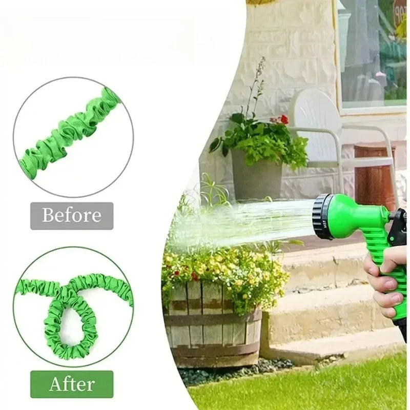 25FT-200FT Expandable Magic Hose 7 Water Spraying Functions Gun Durable Materials Home Garden Watering Tools Lightweight Design