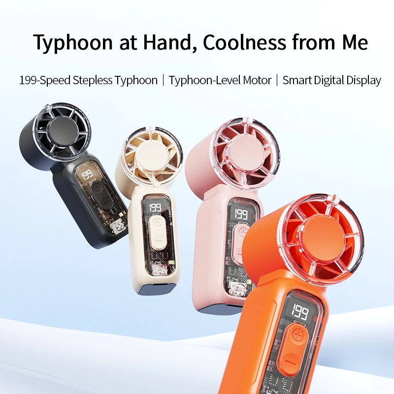 Best Selling Summer Mini Handheld Fan USB Rechargeable High Speed Powerful Wind Ultra Quiet Personal Cooling Fan with Digital
