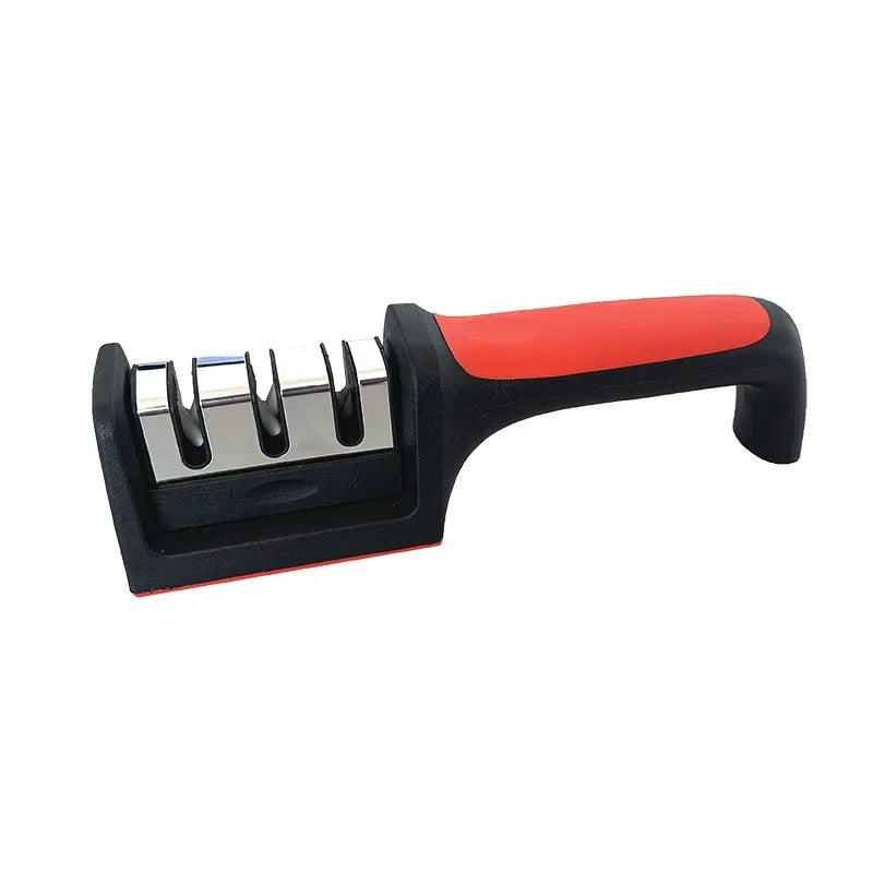 3 Segment Kitchen Knife Sharpener Household Multi-Functional Hand-Held 3/4-Purpose Black Sharpening Stone Sharp Knife Tools