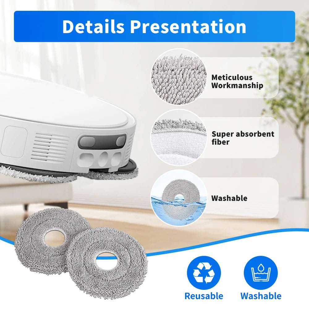 Easy Install Perfect Fit Mop Cloth Kit Mop Pad Part For Xiaomi Mijia 5 Pro OV21CN X10 Plus S10 Plus X20 X20 Plus M30 Pro M30S