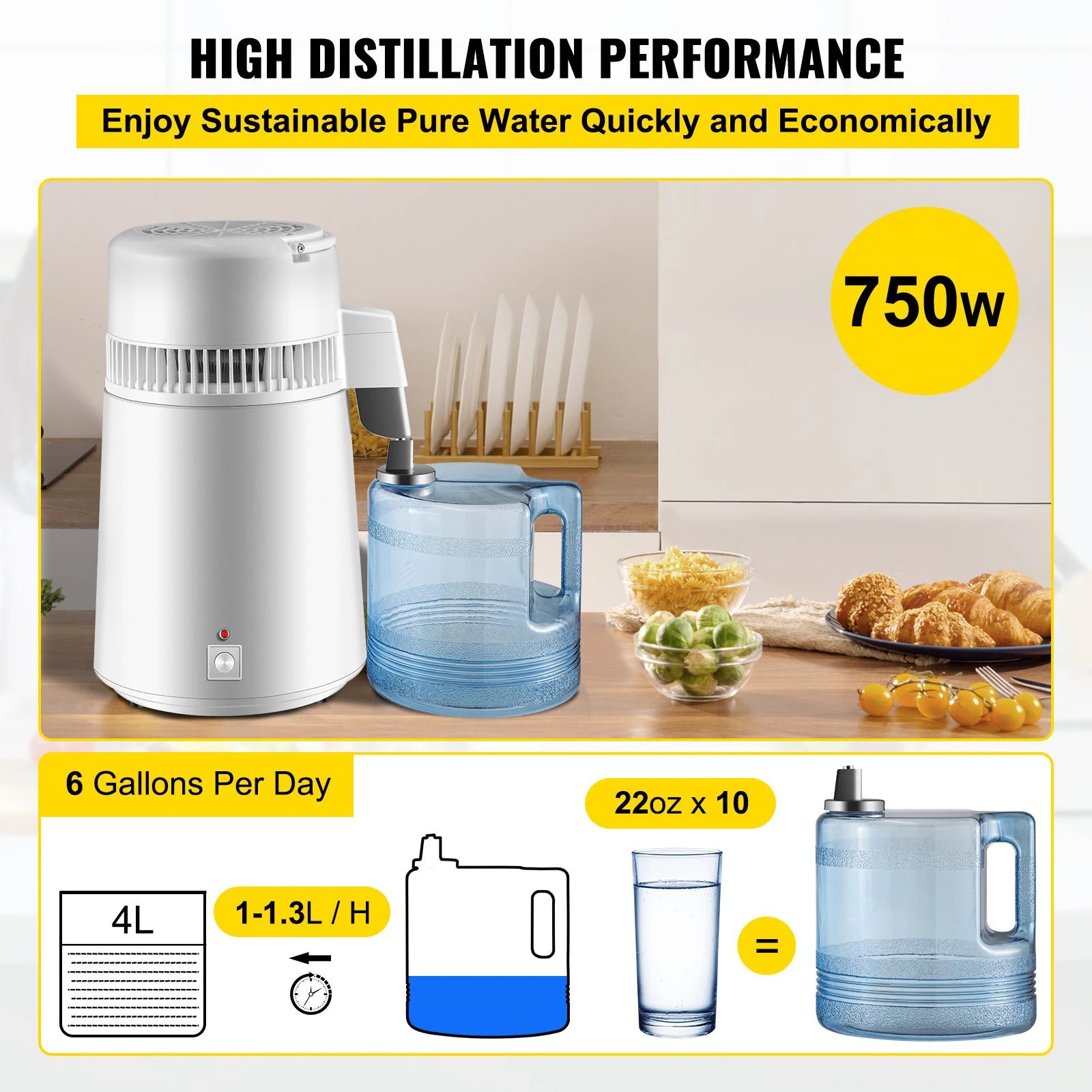 VEVOR Pro Leg Stretcher 220LBS Leg Stretch MachineWaterDistiller,PurifierFilter,4LDispenserHeatingDrinkingBottleSoftener
