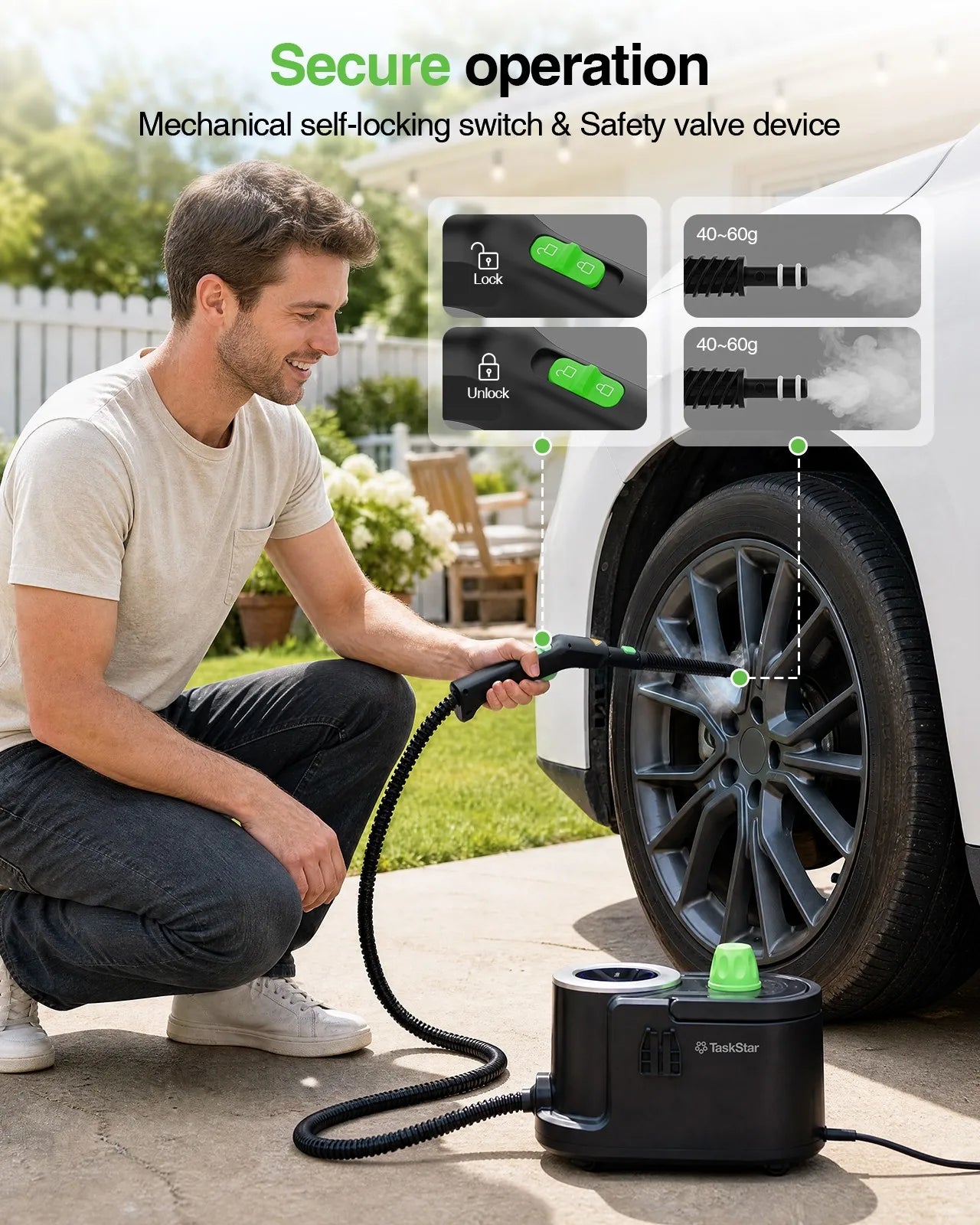 Taskstar 22-in-1 Steam Cleaner High Pressure Steam 1.6L Water TanK MultiFunction
