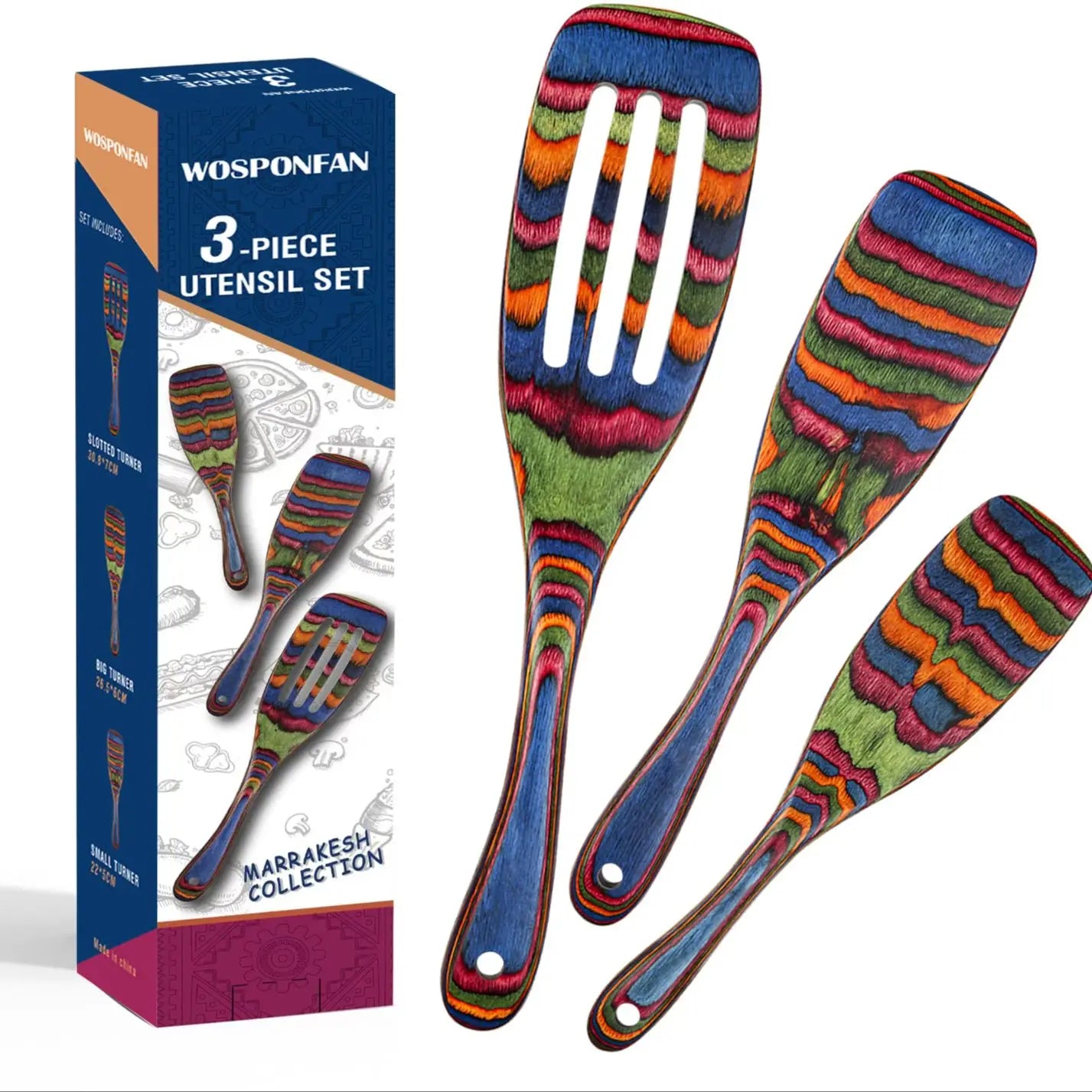 Spurtle Set, Wooden Utensils for Cooking, Pakkawood Kitchen Cooking Utensils Set, Apartment Essentials Serving Spatula Spoon