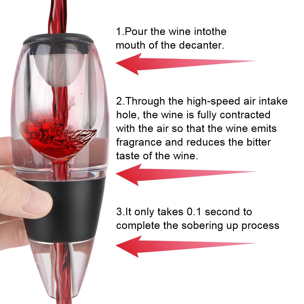 Quick Sobering For Bar Party Kitchen Wine Decanter Pourer With Filter and Base Professional Red Wine Whisky Aerator Dispenser